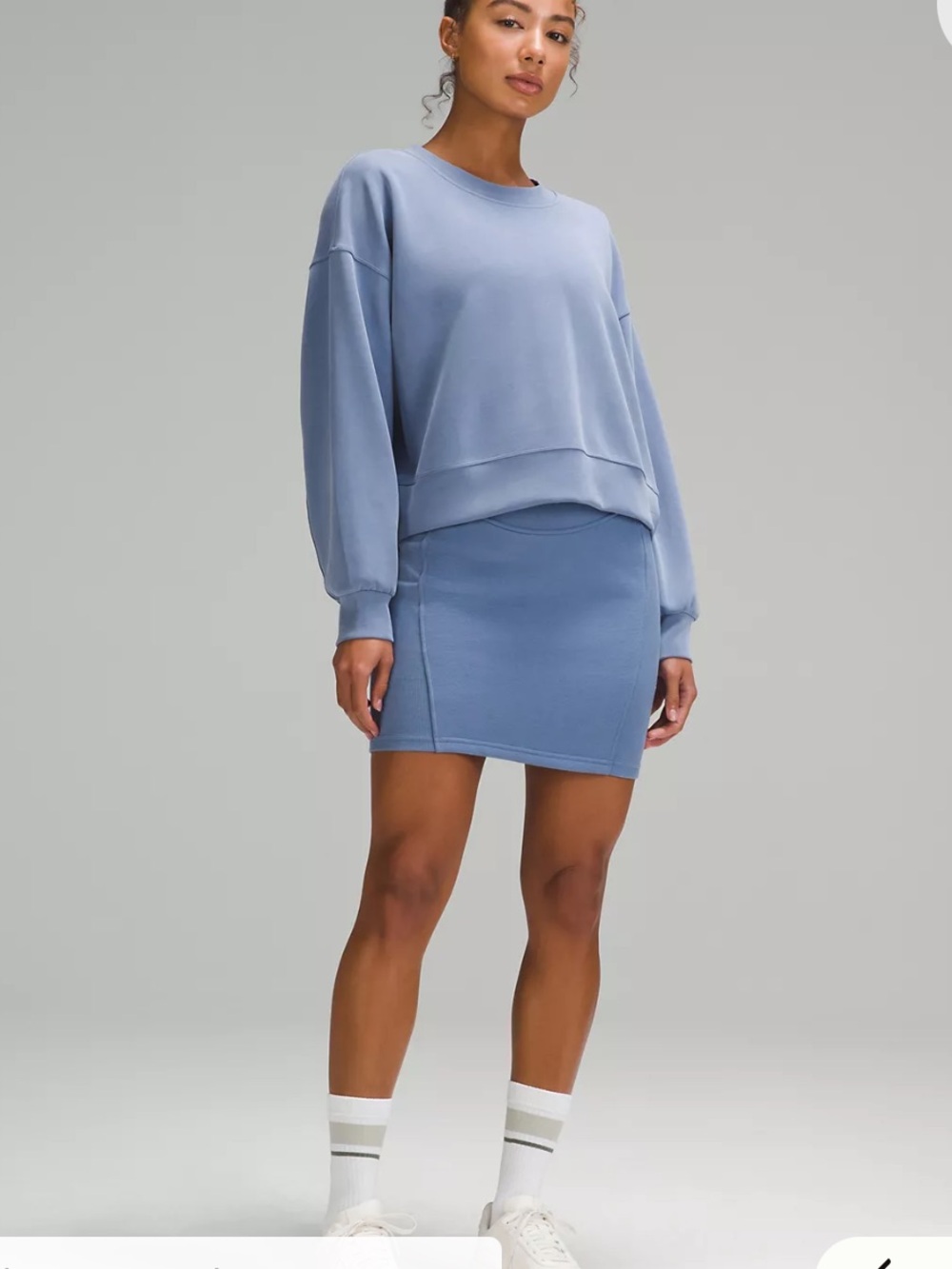 Lululemon Scuba High-Rise Mini Skirt Oasis Blue XL Cotton Fleece Athleisure